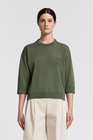 Pull en fil de lin, coton et crêpe