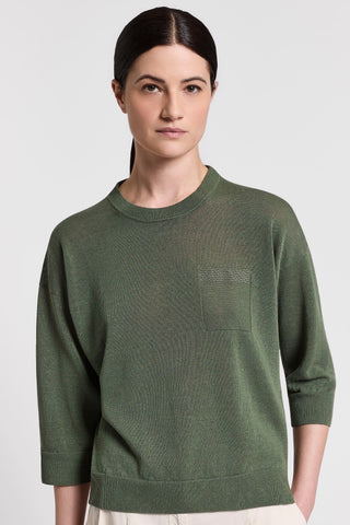 Pull en fil de lin, coton et crêpe