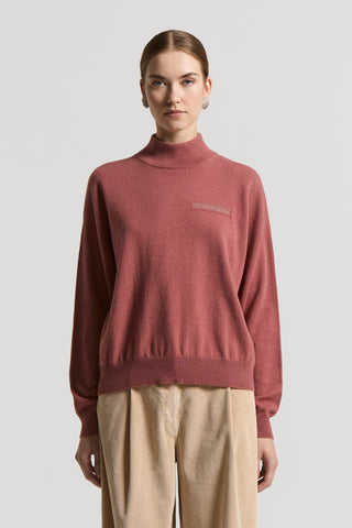 Polo-neck wool, silk and cashmere jumper