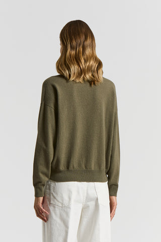 Polo-neck wool, silk and cashmere jumper