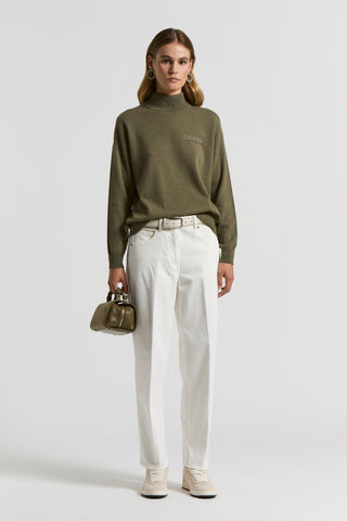 Polo-neck wool, silk and cashmere jumper