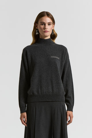 Polo-neck wool, silk and cashmere jumper