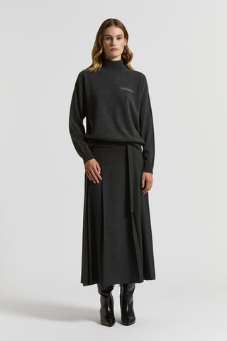 Polo-neck wool, silk and cashmere jumper