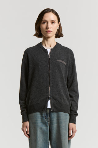 Cashmere, silk and wool cardigan with zip