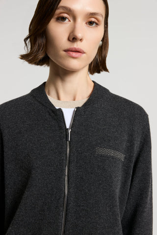 Cashmere, silk and wool cardigan with zip
