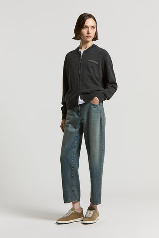 Cashmere, silk and wool cardigan with zip