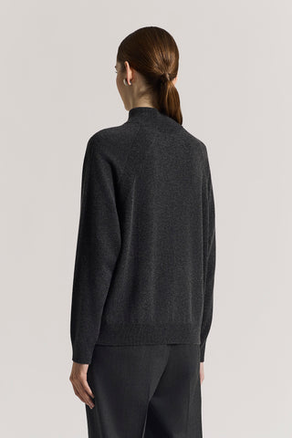 Cashmere, silk and wool mock-polo-neck sweater