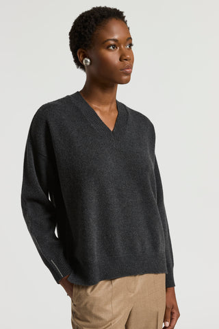Pure cashmere V-neck jumper