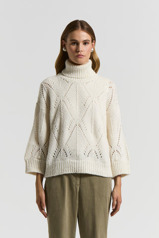 Alpaca-blend polo-neck jumper