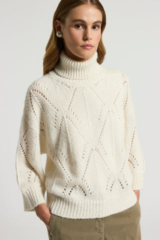 Alpaca-blend polo-neck jumper