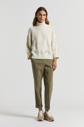 Soft stretch cotton gabardine trousers