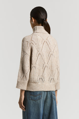 Alpaca-blend polo-neck jumper