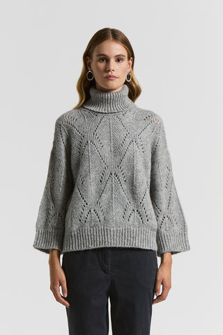 Alpaca-blend polo-neck jumper