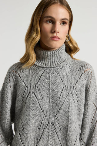 Alpaca-blend polo-neck jumper