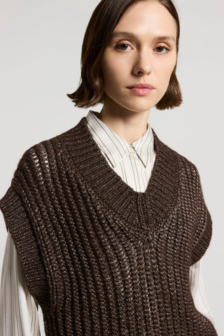 Wet-effect wool and alpaca vest