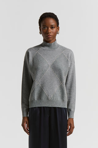 Cashmere, silk and wool jumper with diamond detailing