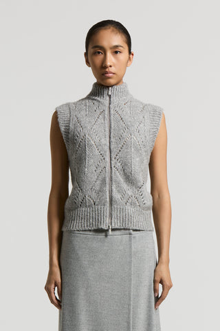 Alpaca-blend knit vest with zip