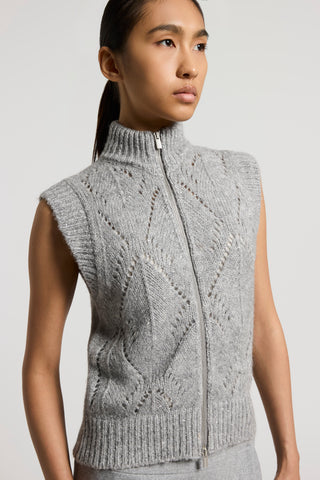 Alpaca-blend knit vest with zip