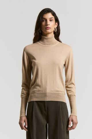 Wool and viscose polo-neck jumper