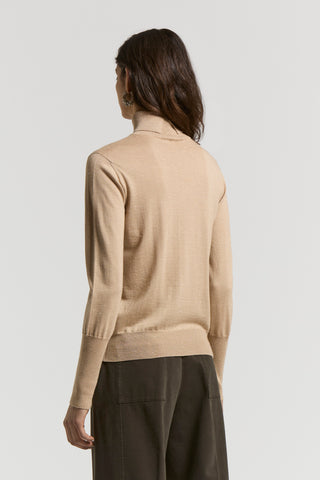 Wool and viscose polo-neck jumper