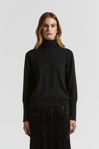 Wool and viscose polo-neck jumper