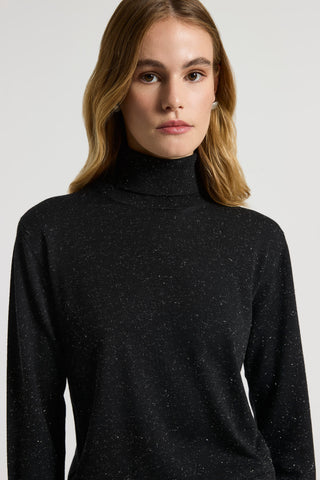 Wool and viscose polo-neck jumper