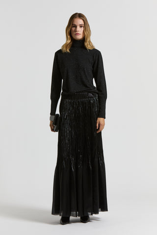 Wool and viscose polo-neck jumper