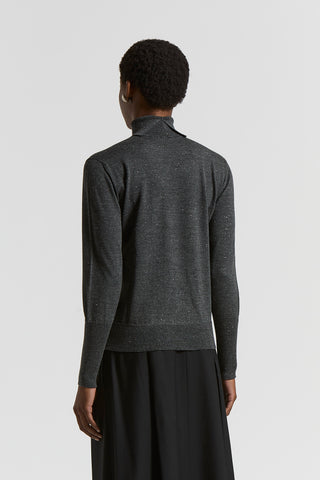Wool and viscose polo-neck jumper