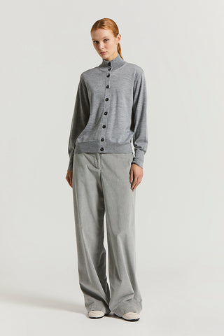 Wool and viscose cardigan with buttons and lurex