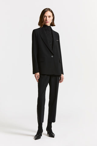 Wool and viscose rib-knit mock-polo-neck jumper with lurex