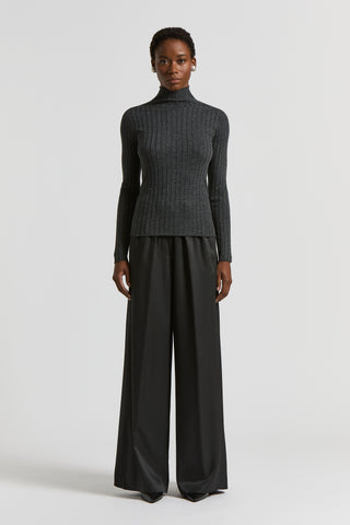 Wool and viscose rib-knit mock-polo-neck jumper with lurex