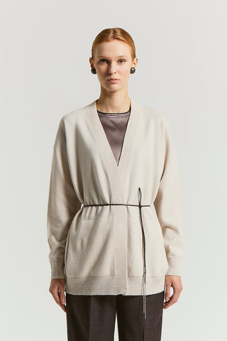 Cashmere, silk and wool cardigan with belt