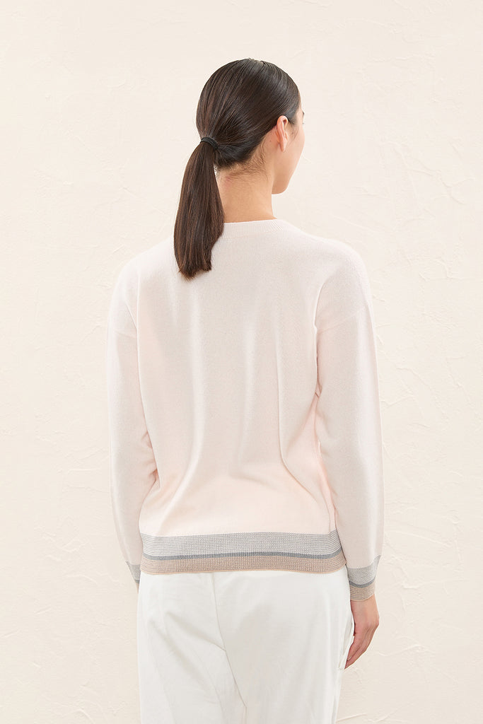 V-neck sweater in wool, silk and cashmere  