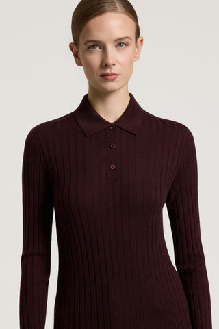 Poloshirt mit breitem Rippenmuster aus reiner Wolle 2 / 3