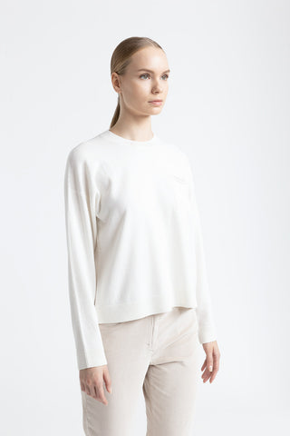 Plain knit wool, silk and cashmere sweater  