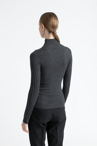 Wool high neck ribbed sweater  