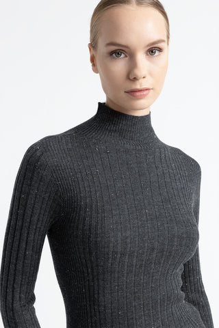 Wool high neck ribbed sweater  