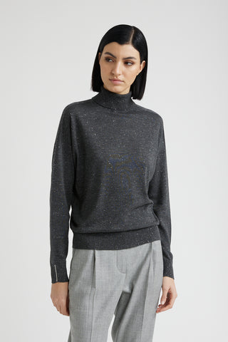 Wool, viscose and lurex high neck sweater  