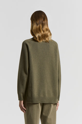 Cashmere, silk and wool mock-polo-neck jumper