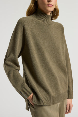 Cashmere, silk and wool mock-polo-neck jumper