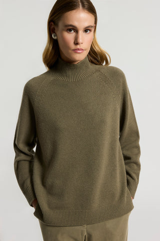 Cashmere, silk and wool mock-polo-neck jumper