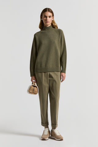 Cashmere, silk and wool mock-polo-neck jumper
