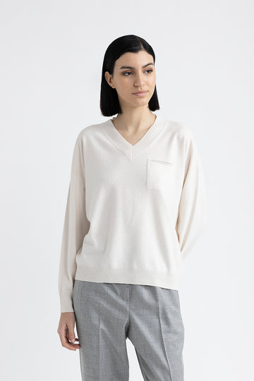 Wool, silk and cashmere sweater  