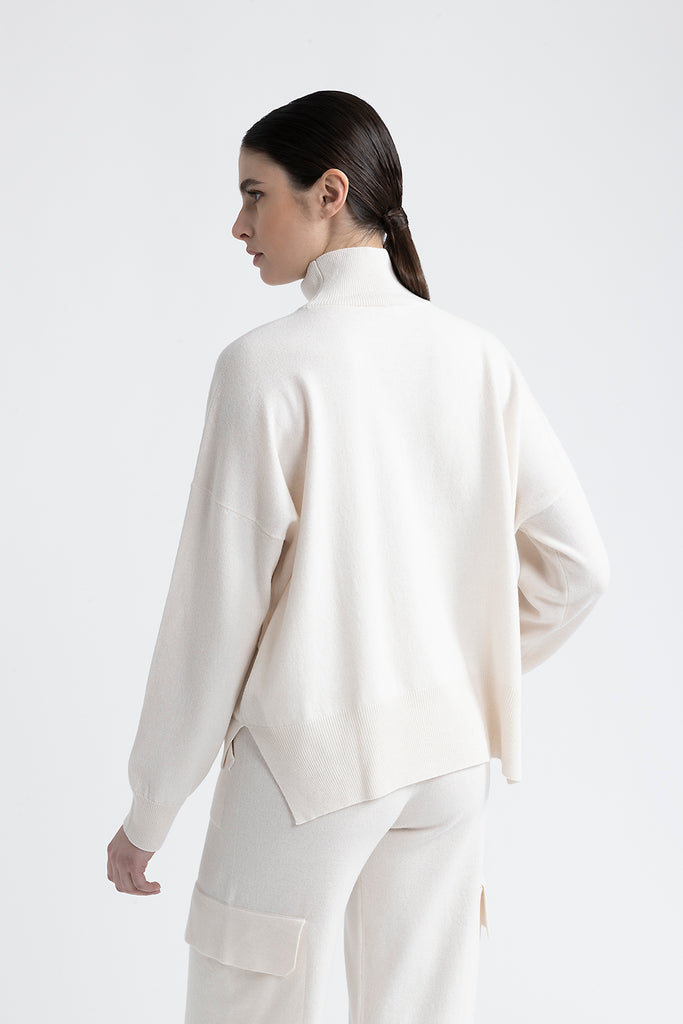 Wool, silk and cashmere turtleneck sweater  