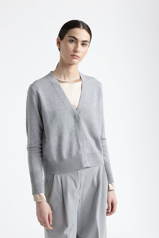 Wool, silk, cashmere and lurex cardigan  