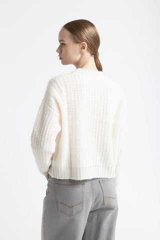 Alpaca and lurex crewneck sweater  