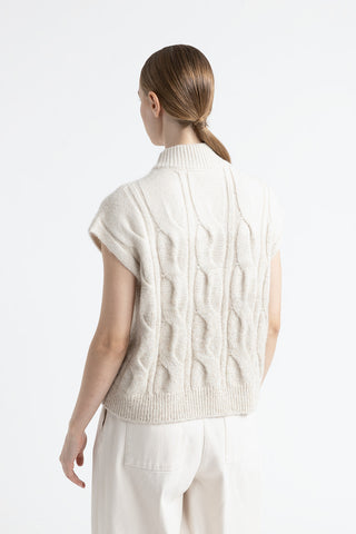 Wool and alpaca yarn sweater with lurex and micro-sequins  