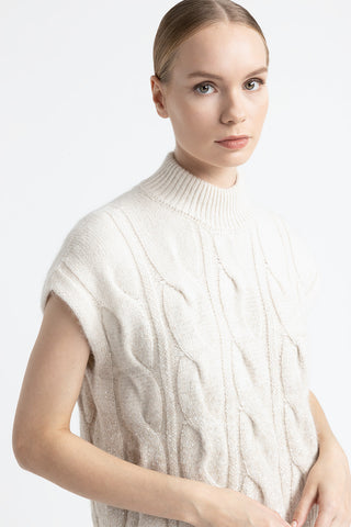 Wool and alpaca yarn sweater with lurex and micro-sequins  