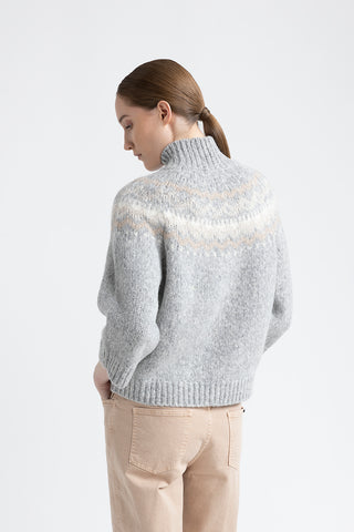 Alpaca and wool jacquard high neck sweater  