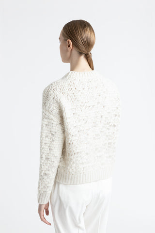 Wool, alpaca and lurex shaded jacquard sweater  